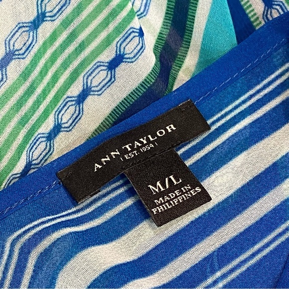 Ann Taylor Blue & Green Striped Poncho Caftan Top - Picture 4 of 7